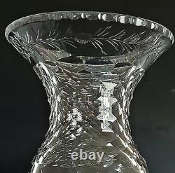 Large Hawkes Cut Crystal Vase WithSterling Base Tall 19 1/4 Perfect. C1930
