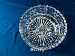 Large Heavy Cut Crystal Glass Bowl Etched Tooth Rim Clear Lead 10 X 5