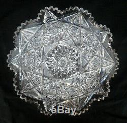 Large Marked Libbey Cut Crystal Low Bowl, 11 3/4 Diameter, Near Mint Condition