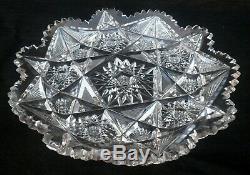 Large Marked Libbey Cut Crystal Low Bowl, 11 3/4 Diameter, Near Mint Condition