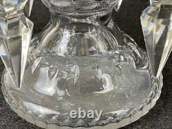 Large Pair Antique Victorian Cut Glass Clear Crystal Mantle Lusters Candleholder