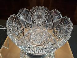 Large Punch Bowl American Brilliant period Cut Glass Crystal Huge Hobstars early