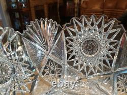 Large Punch Bowl American Brilliant period Cut Glass Crystal Huge Hobstars early