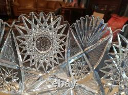 Large Punch Bowl American Brilliant period Cut Glass Crystal Huge Hobstars early