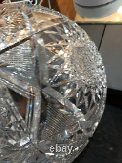 Large Punch Bowl American Brilliant period Cut Glass Crystal Huge Hobstars early