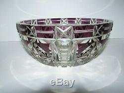 Large Purple Cut to Clear Crystal Bowl Val St Lambert #552