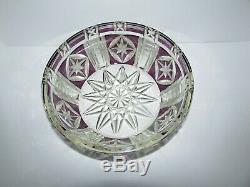 Large Purple Cut to Clear Crystal Bowl Val St Lambert #552