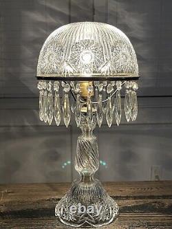 Large Vintage American ABP Brilliant Crystal Hand Cut Glass Table Lamp Rainbow