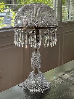 Large Vintage American ABP Brilliant Crystal Hand Cut Glass Table Lamp Rainbow