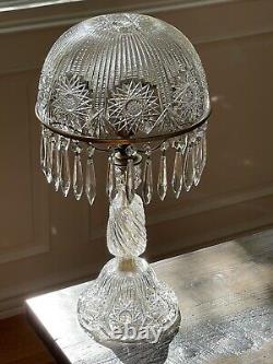 Large Vintage American ABP Brilliant Crystal Hand Cut Glass Table Lamp Rainbow