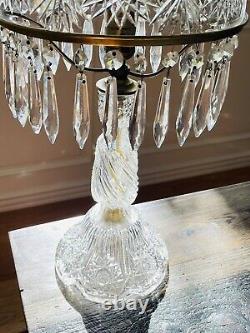 Large Vintage American ABP Brilliant Crystal Hand Cut Glass Table Lamp Rainbow