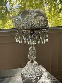 Large Vintage American ABP Brilliant Crystal Hand Cut Glass Table Lamp Rainbow