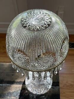 Large Vintage American ABP Brilliant Crystal Hand Cut Glass Table Lamp Rainbow