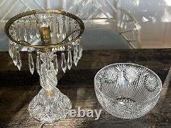 Large Vintage American ABP Brilliant Crystal Hand Cut Glass Table Lamp Rainbow