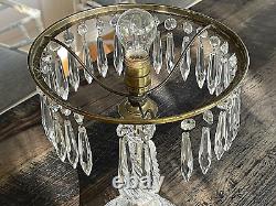 Large Vintage American ABP Brilliant Crystal Hand Cut Glass Table Lamp Rainbow