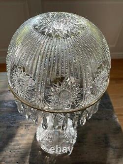 Large Vintage American ABP Brilliant Crystal Hand Cut Glass Table Lamp Rainbow