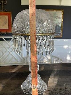 Large Vintage American ABP Brilliant Crystal Hand Cut Glass Table Lamp Rainbow