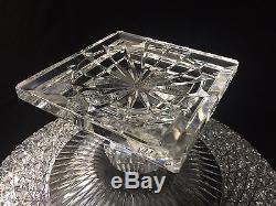 Large Vintage Bohemian Czech Hand Cut Glass Crystal Footed Centerpiece, 14 Dia
