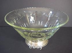 Large Vintage Cut Crystal Bowl With B-1 Sterling Silver Base, 10 Diameter