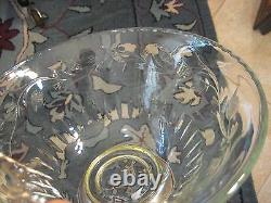 Large Vintage Cut Crystal Bowl With B-1 Sterling Silver Base, 10 Diameter