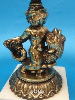 Large Vintage Italian Brass Putti & Cut Crystal Tazza Centerpiece 13