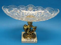 Large Vintage Italian Brass Putti & Cut Crystal Tazza Centerpiece 13