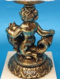 Large Vintage Italian Brass Putti & Cut Crystal Tazza Centerpiece 13