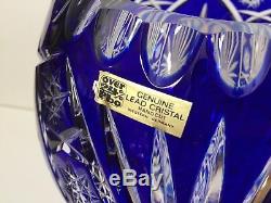 Large Western Germany Genuine Lead Crystal Hand Cut Vase Cobalt, 14 Tall x 8 W