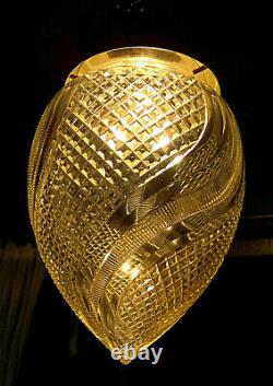 Large c1930 Art Deco Cut Crystal Glass Acorn Shade Ceiling Hall Light 15 Drop