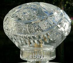Large c1930 Art Deco Heavy Cut Crystal Glass Mushroom Table Lamp 13.5