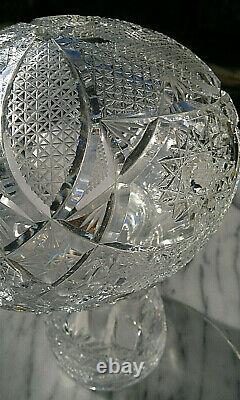 Large c1930 Art Deco Heavy Cut Crystal Glass Mushroom Table Lamp 13.5