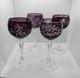 Lausitzer 4 Amethyst Crystal Hock Wine Glasses Cut to Clear Grapes 7.5 Purple