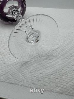 Lausitzer 4 Amethyst Crystal Hock Wine Glasses Cut to Clear Grapes 7.5 Purple