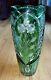 Lausitzer German Crystal 14 Green Cut To Clear Bohemian Rose Etched Vase