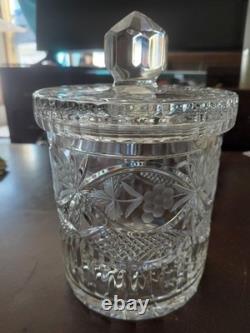 Lead CRYSTAL Glass ICE BUCKET Cookie Jar Biscuit Barrel Canister Hand Etched&Cut