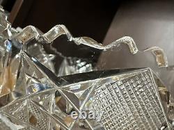 Lead Crystal Brilliant Cut Glass Deep Bowl Hobstar Fan 3/8 Thick 10 Diameter