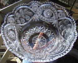 Libbey Cut Glass Bowl CENTERPIECE Porter Brittainia Silverplate Ram Head Frame