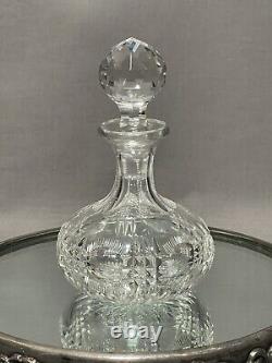 Libby American Brilliant Cut Crystal Glass Perfume /Vanity Bottle, Prism Stopper