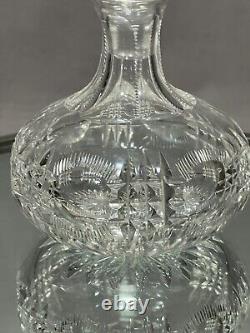 Libby American Brilliant Cut Crystal Glass Perfume /Vanity Bottle, Prism Stopper