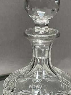 Libby American Brilliant Cut Crystal Glass Perfume /Vanity Bottle, Prism Stopper