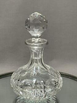 Libby American Brilliant Cut Crystal Glass Perfume /Vanity Bottle, Prism Stopper