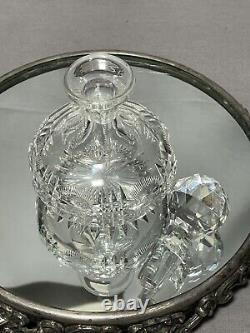 Libby American Brilliant Cut Crystal Glass Perfume /Vanity Bottle, Prism Stopper