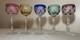 Lot 5 vintage cut to clear crystal glass cordial red wine goblet glasses stems