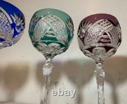 Lot 5 vintage cut to clear crystal glass cordial red wine goblet glasses stems