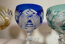 Lot 5 vintage cut to clear crystal glass cordial red wine goblet glasses stems