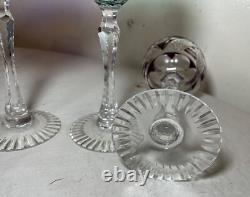 Lot 5 vintage cut to clear crystal glass cordial red wine goblet glasses stems