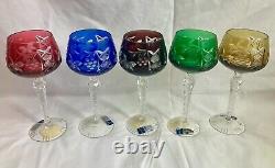 Lot NEW VINTAGE BOHEMIAN CUT LEAD CRYSTAL CLEAR INDUSTRIES WINE STEM GLASS