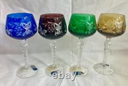 Lot NEW VINTAGE BOHEMIAN CUT LEAD CRYSTAL CLEAR INDUSTRIES WINE STEM GLASS