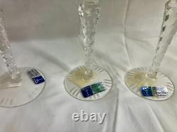 Lot NEW VINTAGE BOHEMIAN CUT LEAD CRYSTAL CLEAR INDUSTRIES WINE STEM GLASS