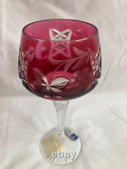 Lot NEW VINTAGE BOHEMIAN CUT LEAD CRYSTAL CLEAR INDUSTRIES WINE STEM GLASS